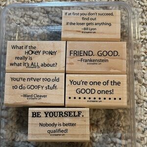 Set of Wooden Sentiment Stamps - -Smarty Pants-Natural Wood Tone